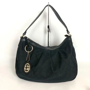 Gucci Black Hobo Bag with Gold Accents